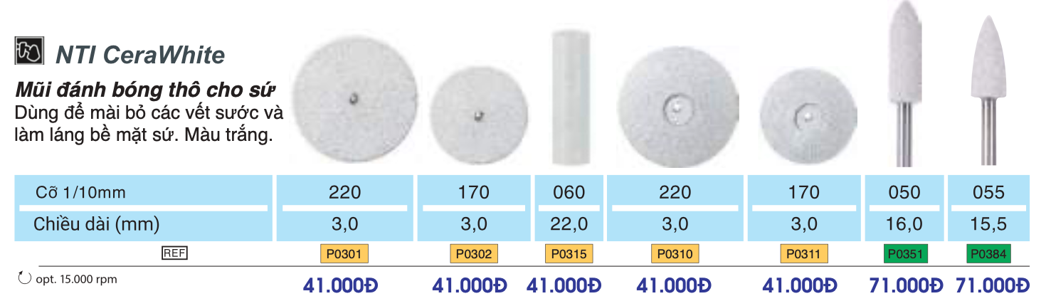 Mũi silicone đánh bóng sứ - NTI