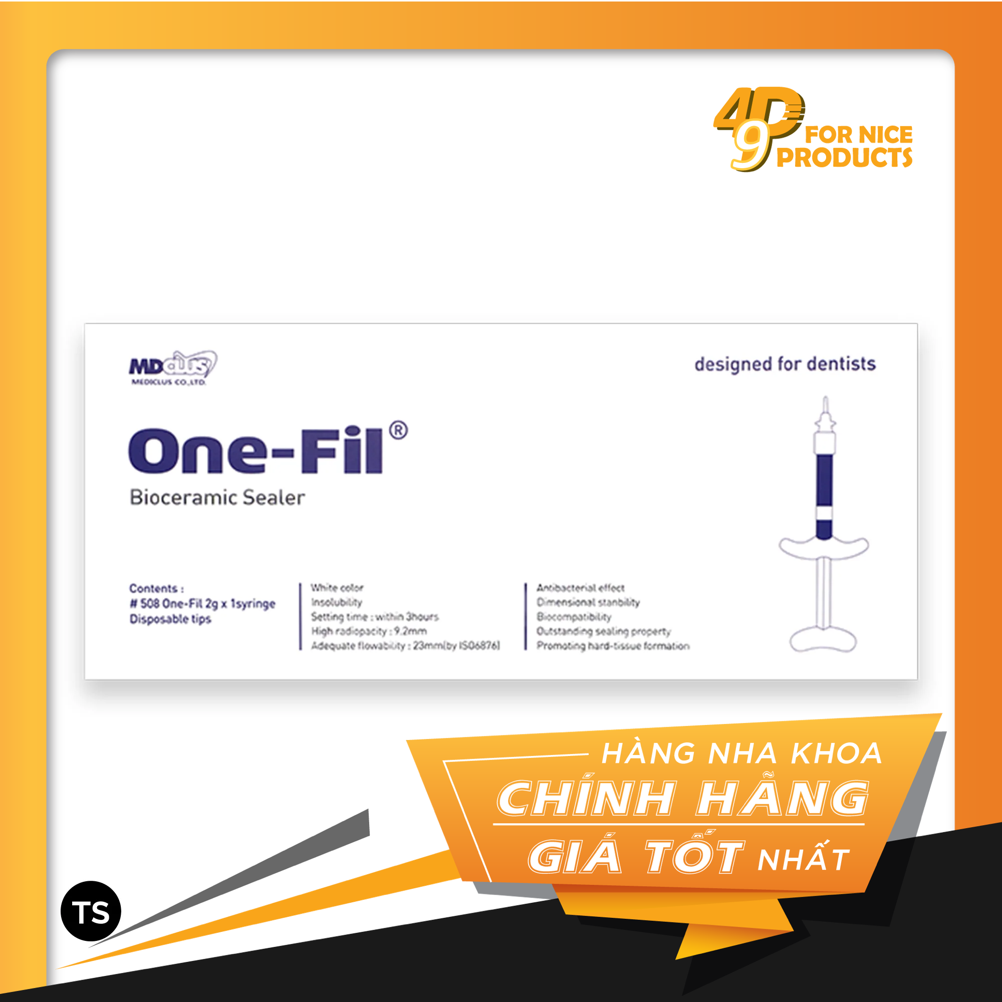 Vật liệu trám bít ống tuỷ sinh học ONE-FIL Bioceramic Sealer - MD Clus
