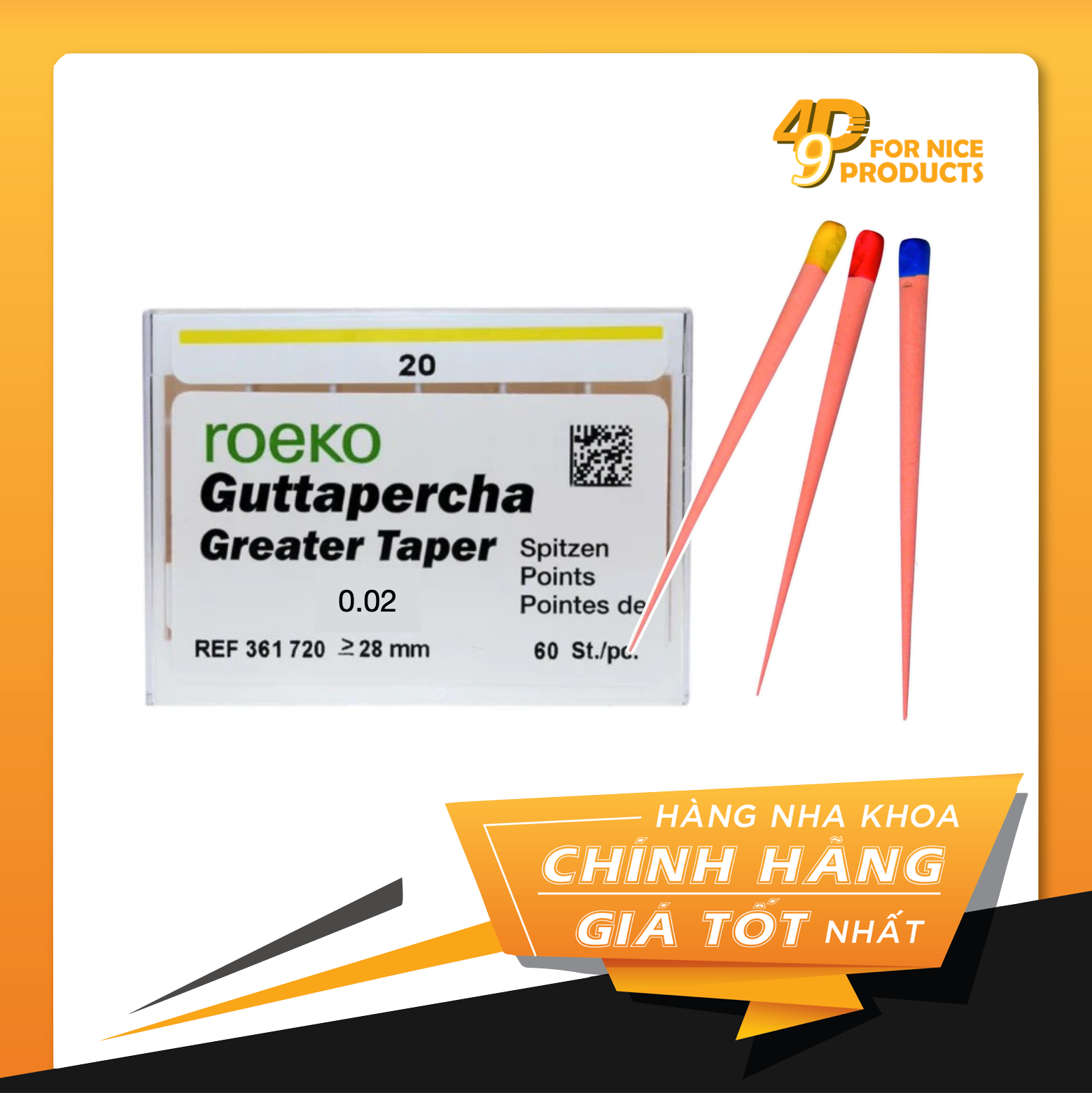 Cone gutta Roeko độ thuôn 2%, 4%, 6% - Coltene