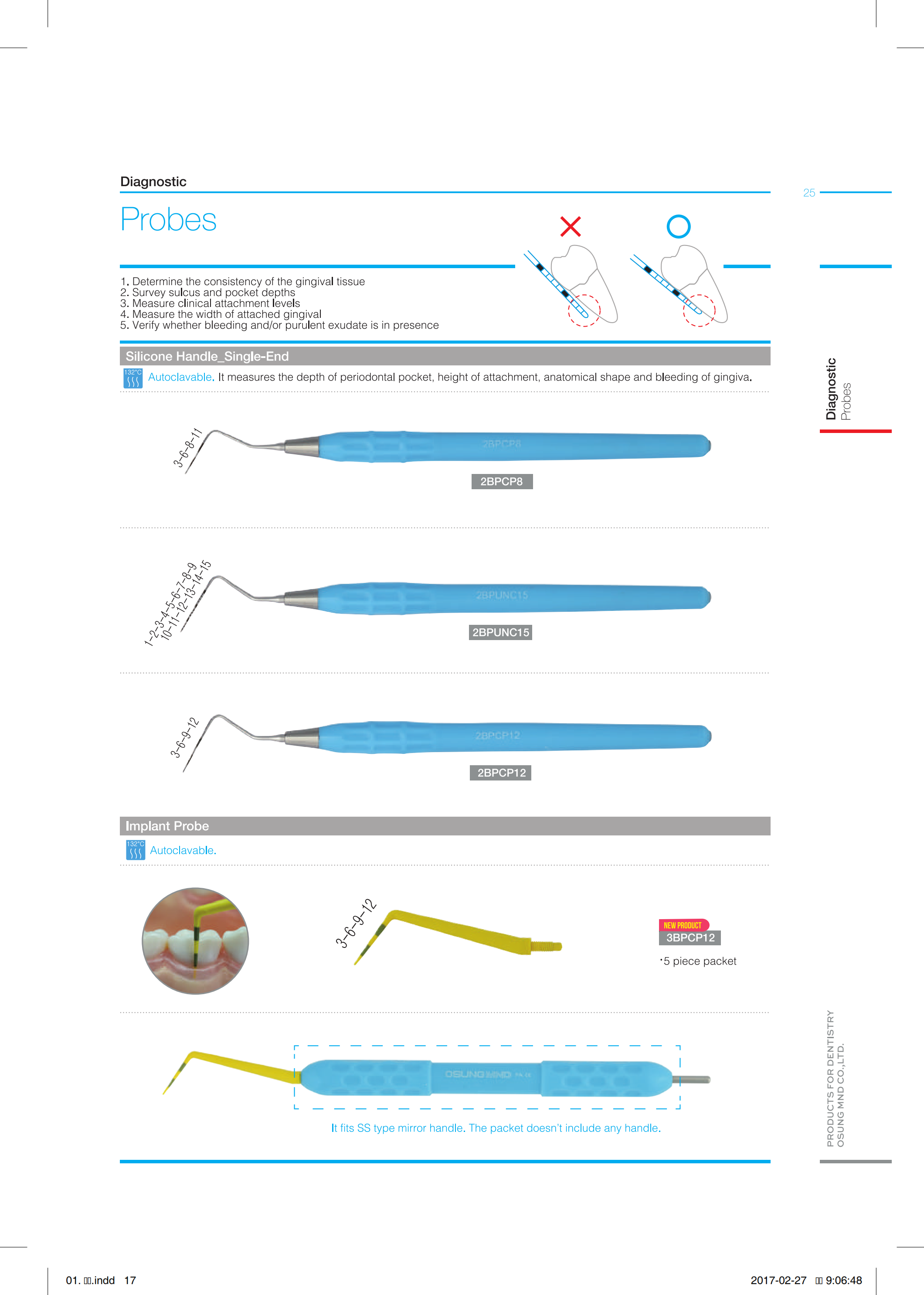 Cây đo túi nướu cán Silicone - Osung