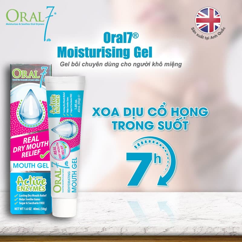 Gel Bôi Giữ Ẩm Oral7 Dùng Cho Người Khô Miệng, Giữ Ẩm Suốt 7 Giờ