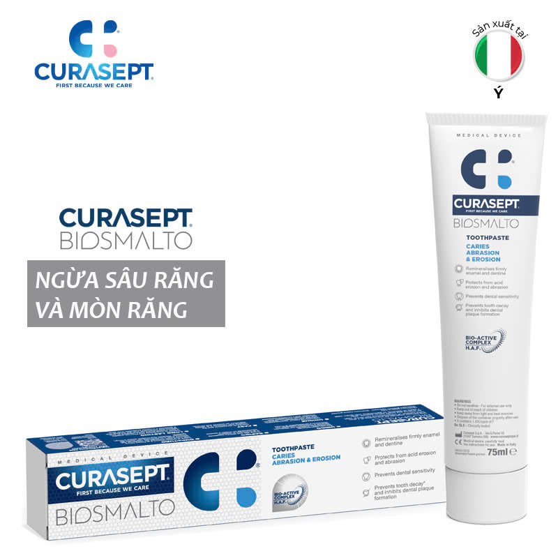 Kem đánh răng ngừa sâu răng và mòn răng - Curasept