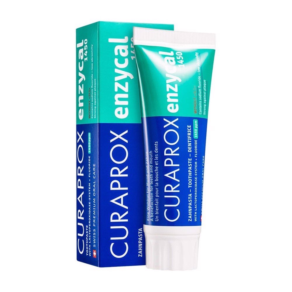 Kem đánh răng ngừa sâu răng Enzycal 1450ppm 75ml - Curaprox