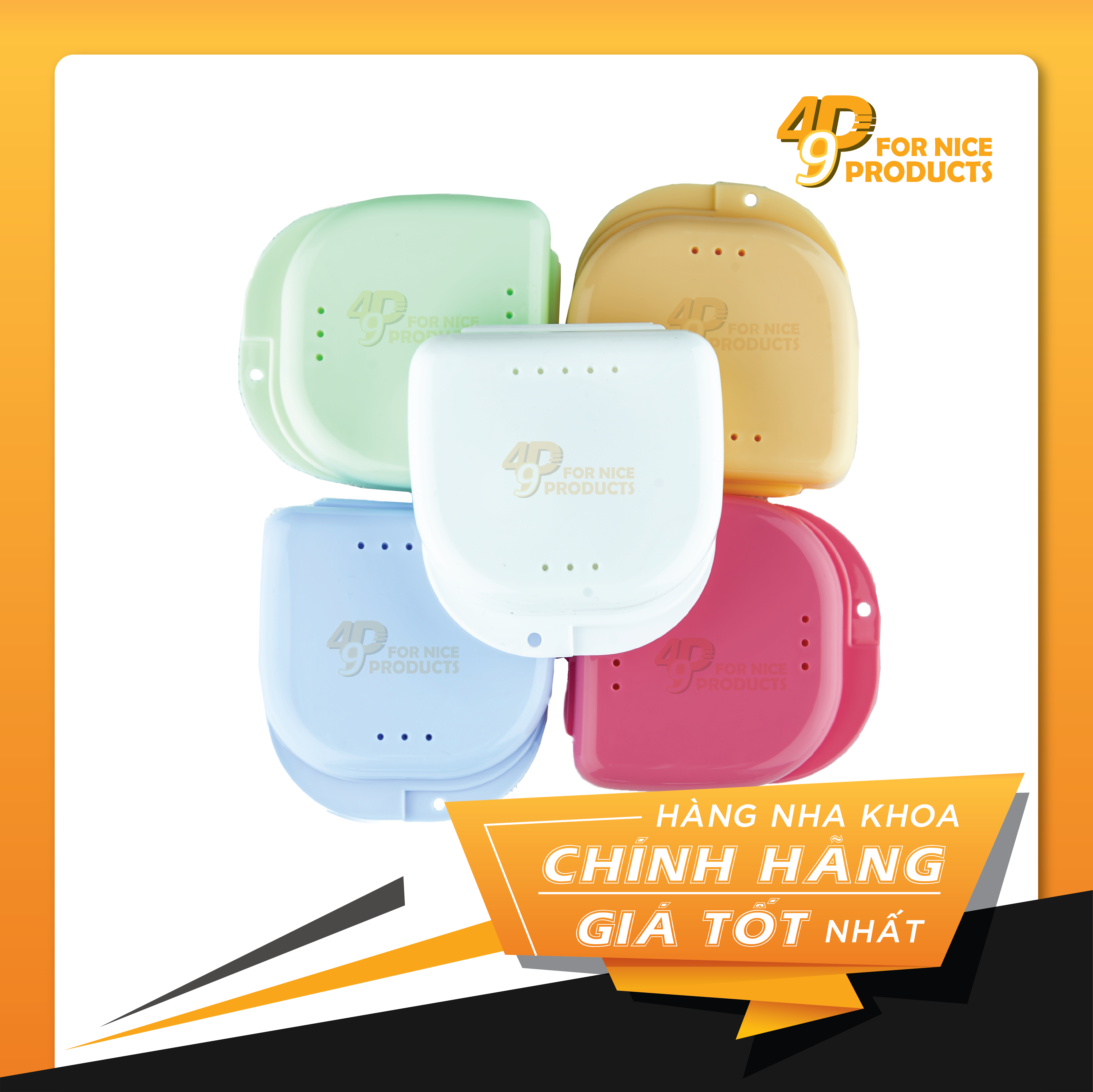 Hộp đựng hàm giả/ máng chỉnh nha invisalign/ tẩy trắng (hộp thấp) - DK Dental