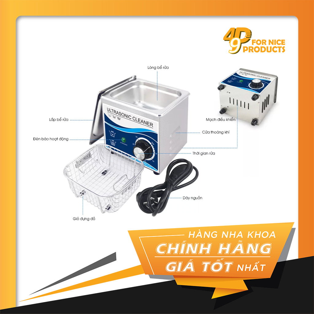 Máy rửa sóng siêu âm RAMA R1.3L dung tích 1.3 lít, công suất 120W, 40kHz