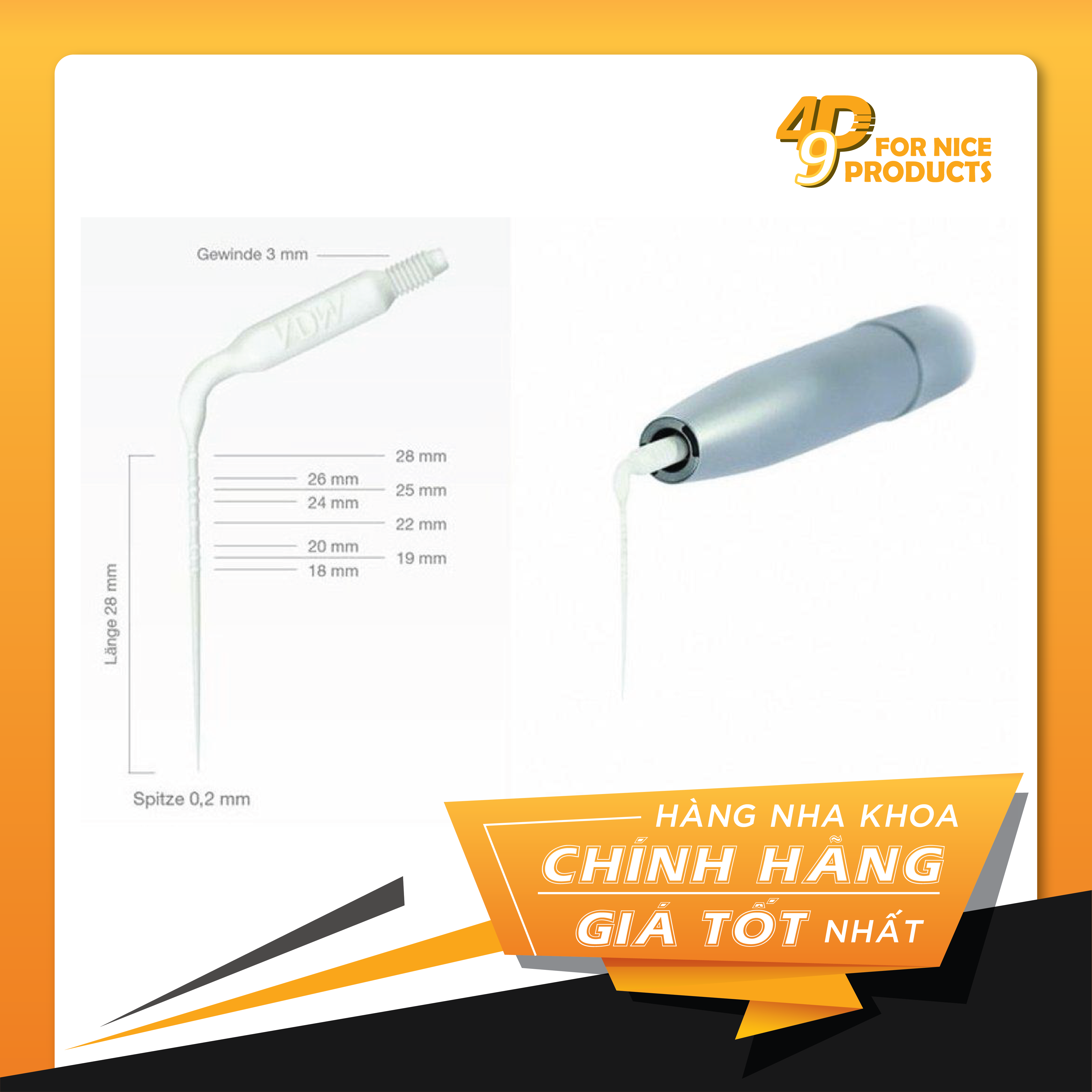Mũi rung rửa siêu âm ống tủy EDDY - VDW