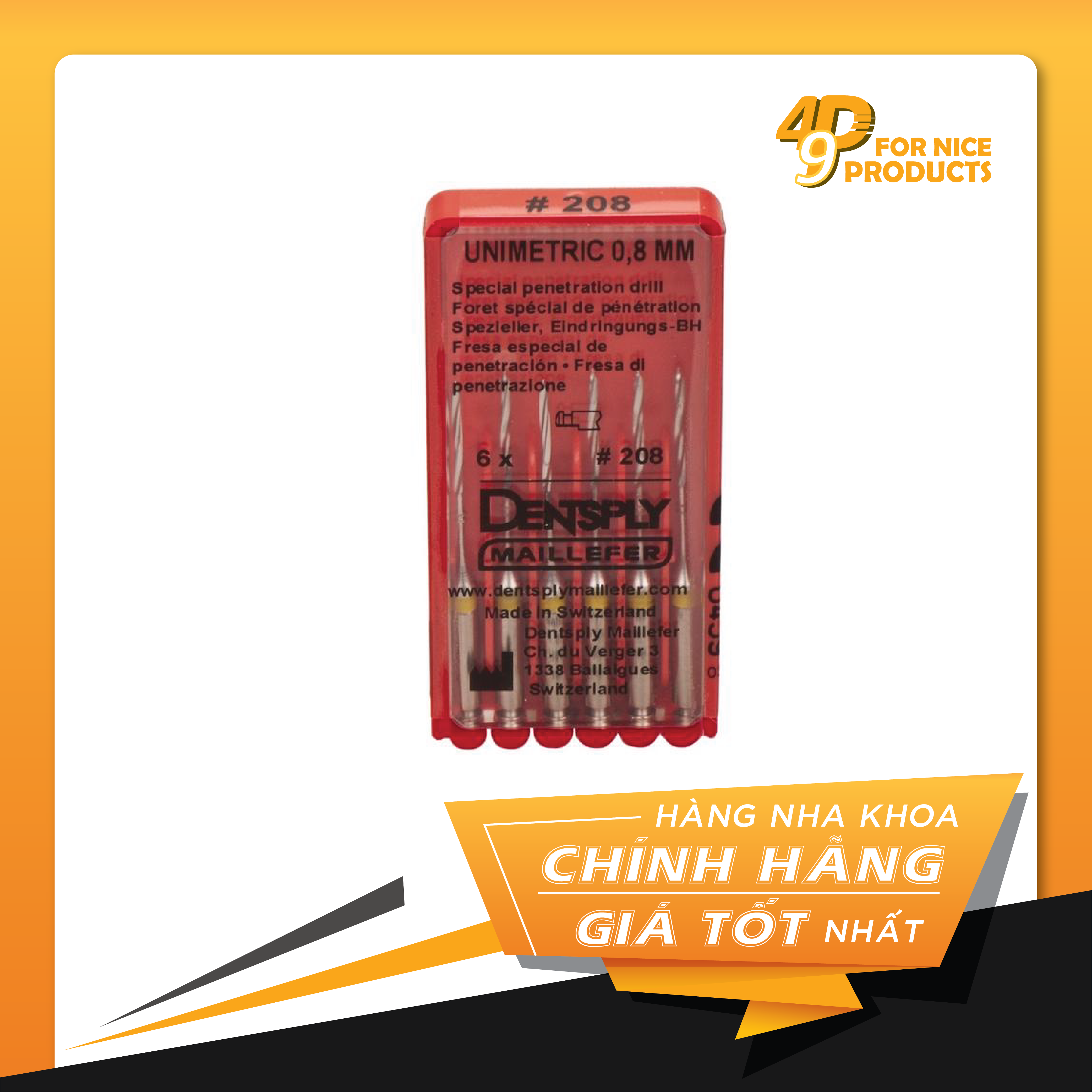 Mũi khoan ống mang chốt kim loại - Dentsply Sirona