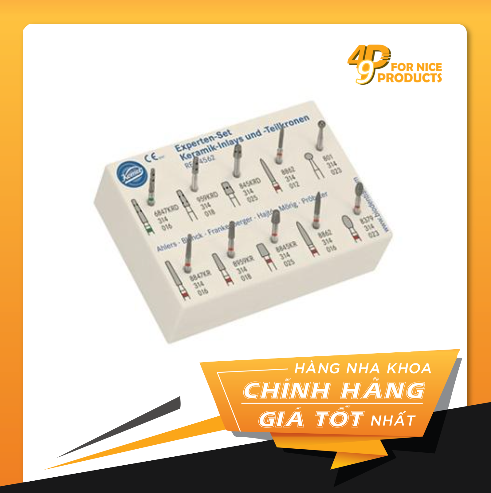 Bộ mũi khoan Inlay sứ và Mão từng phần 4562 - Komet