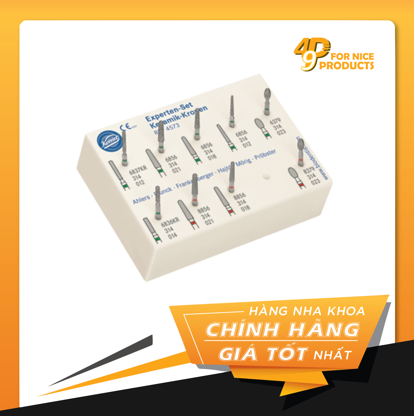 Bộ mũi khoan mài cùi răng toàn phần 4573- Komet