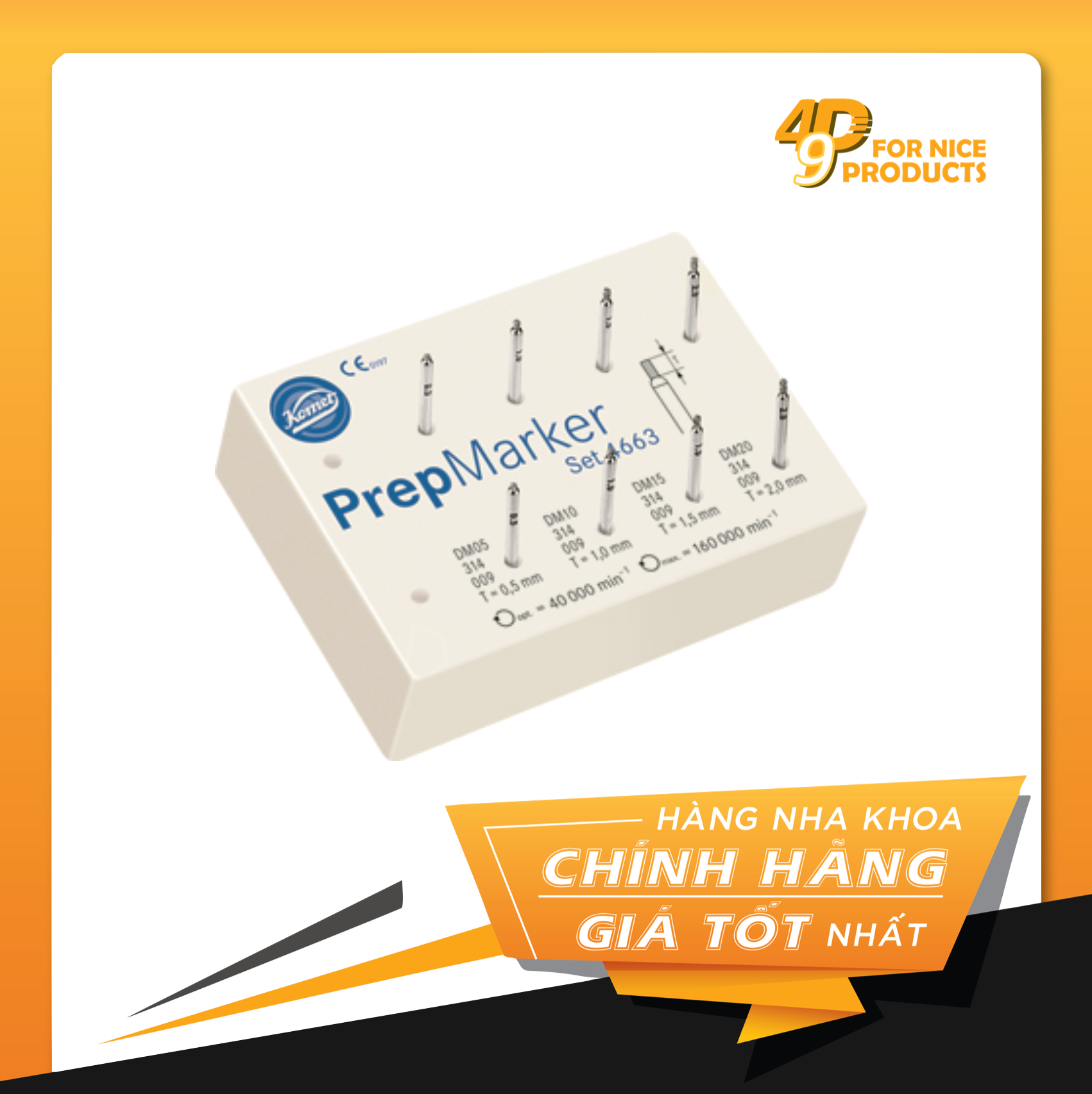 Bộ mũi khoan đánh dấu độ sâu PrepMarker 4663 - Komet