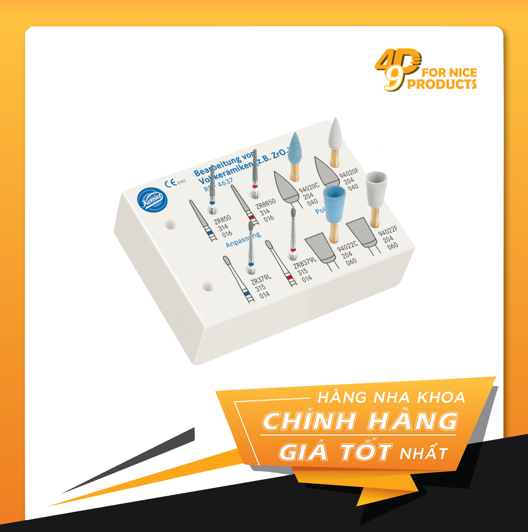 Bộ sửa soạn và đánh bóng sứ 4637- Komet