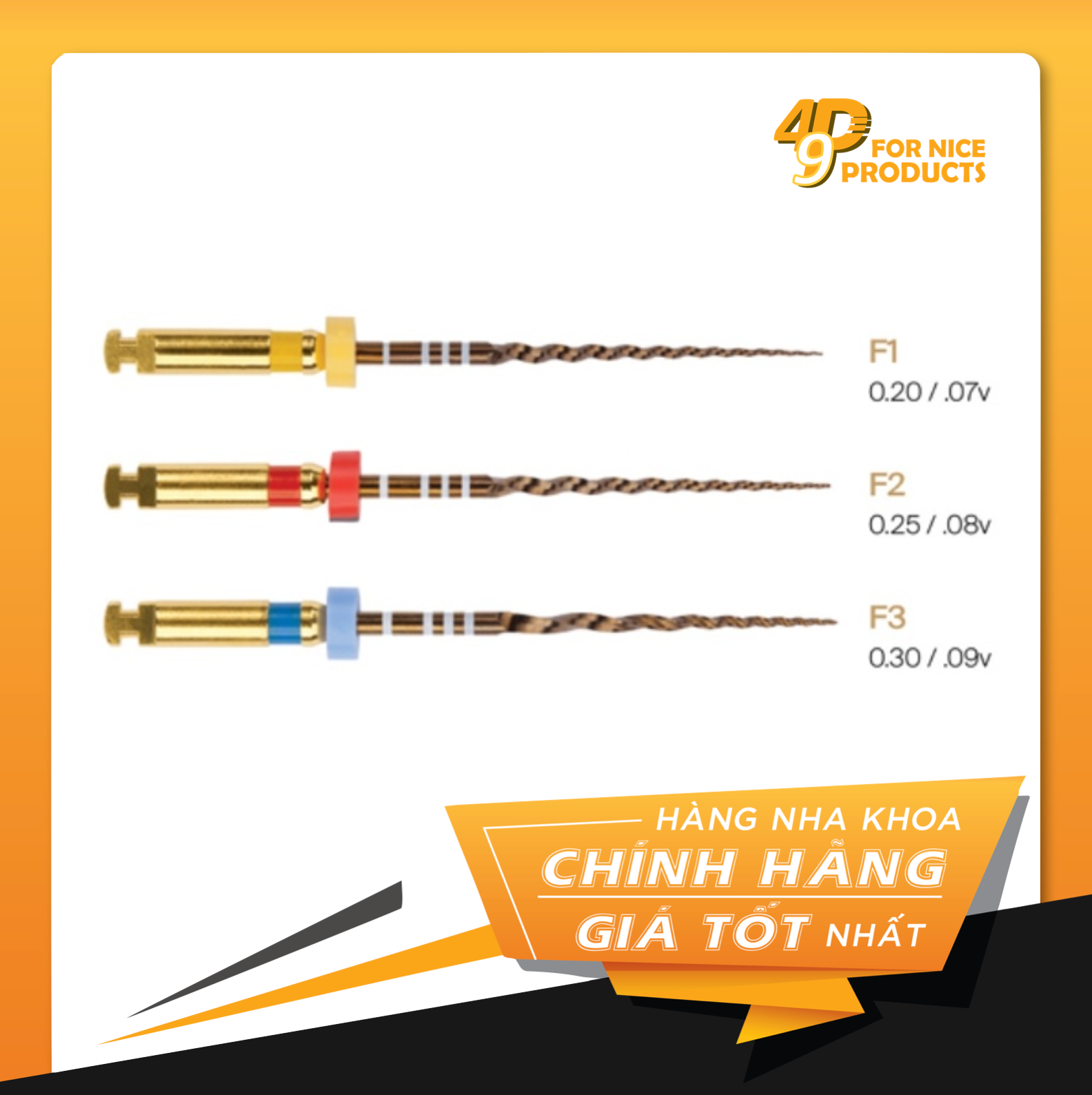 Trâm xoay NiTi xử lý nhiệt Protaper Gold - Dentsply Sirona