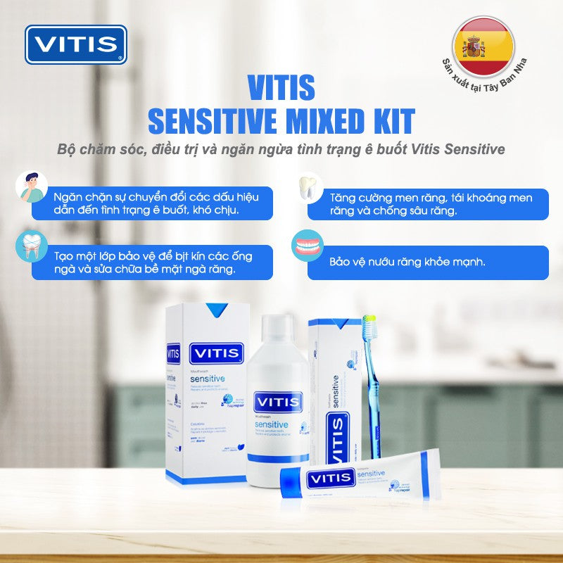 Bộ Kit Điều Trị Và Ngăn Ngừa Ê Buốt Răng Vitis Sensitive Mixed Pack