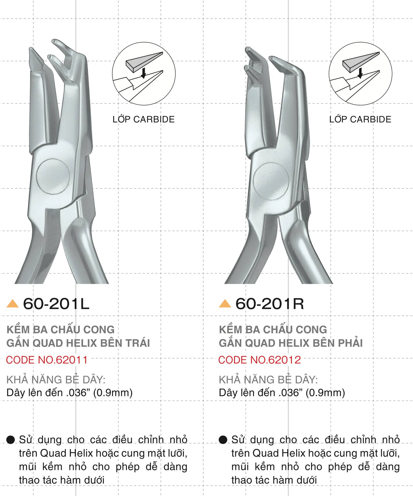 Kềm ba chấu cong gắn Quad- Helix / Cung mặt lưỡi - TASK