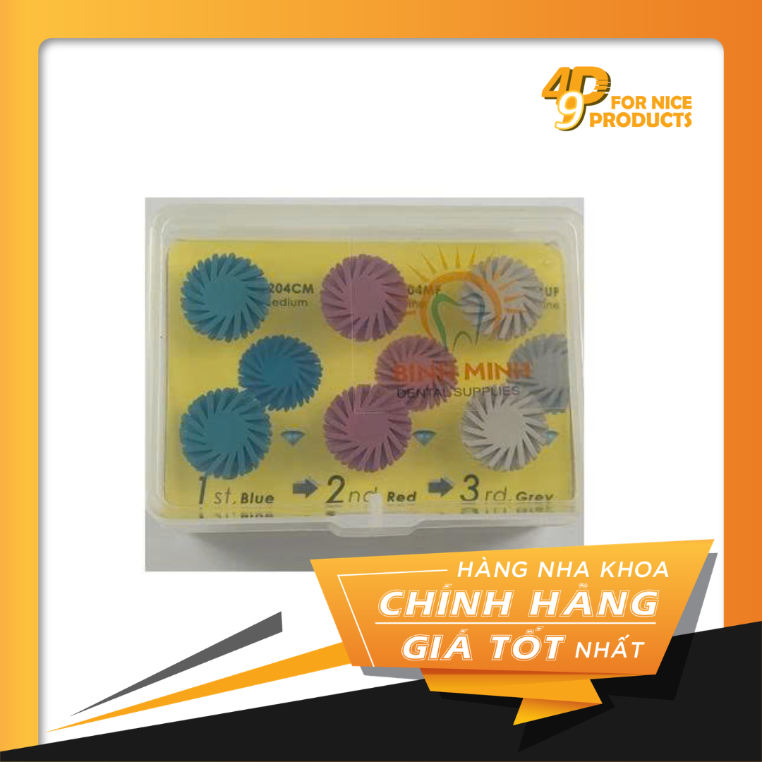 Bộ mũi khoan tay chậm đánh bóng composite và sứ trong miệng 6 bánh xe Dr Minh 01 - Shenzhen Dian Fong Abrasives