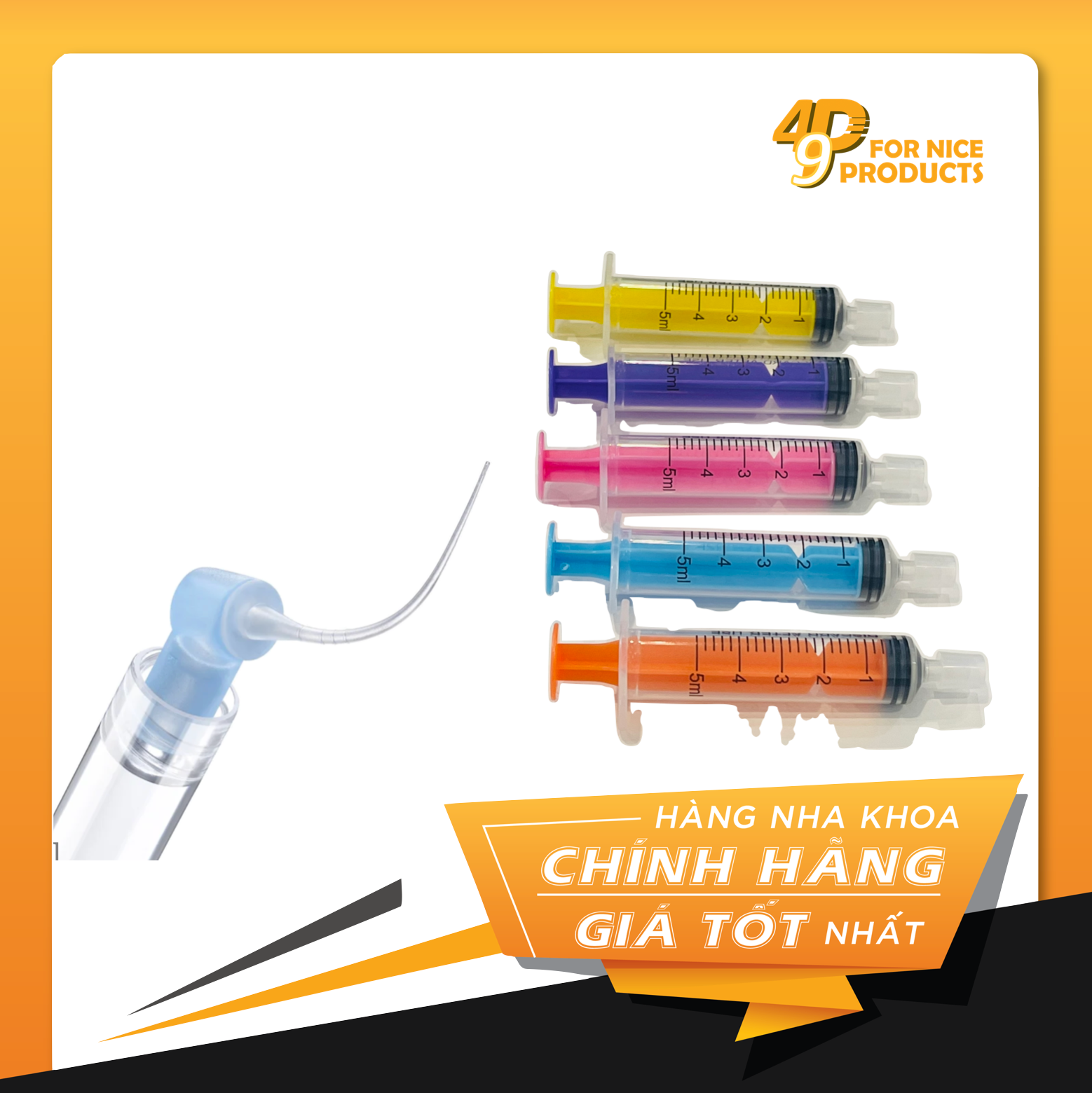 Set 3 xi lanh bơm rửa nội nha sắc màu & 3 đầu bơm dẻo TruNatomy của Dentsply Sirona