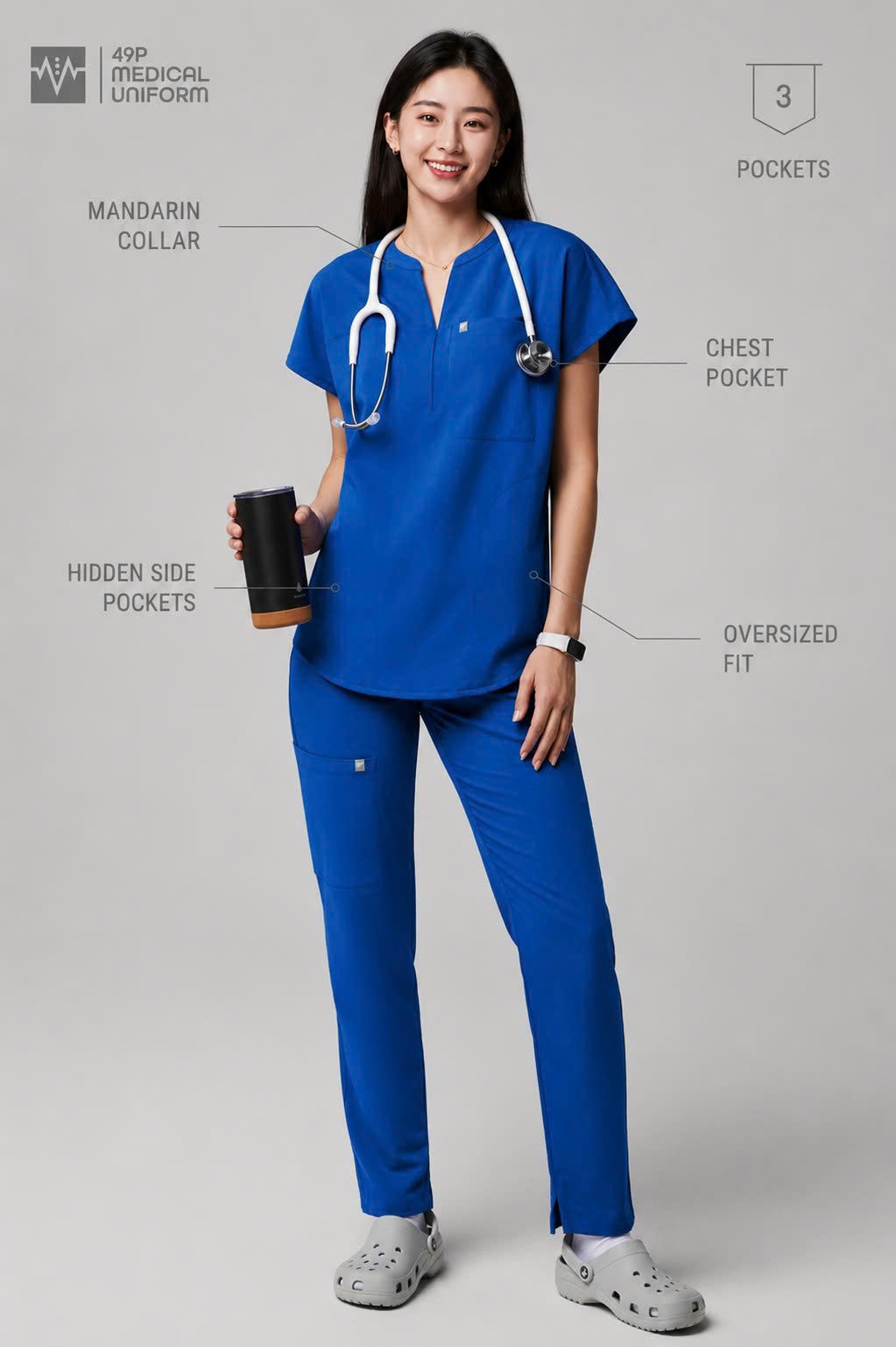 Bộ đồ mổ nữ Evolve Scrub phom rộng hiện đại #49PF2 - 49P Medical Uniform
