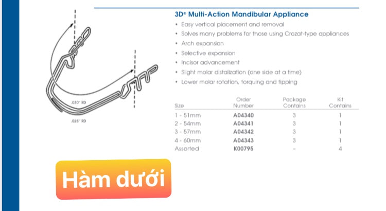 Khí cụ nong hàm bẻ sẵn 3D Multi-Action Palatal Appliance  - RMO