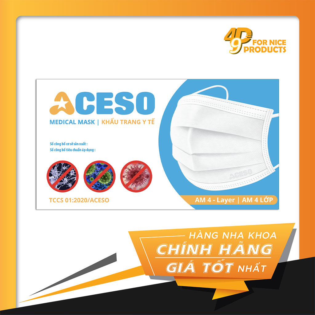 Khẩu trang y tế 4 lớp kháng khuẩn Aceso