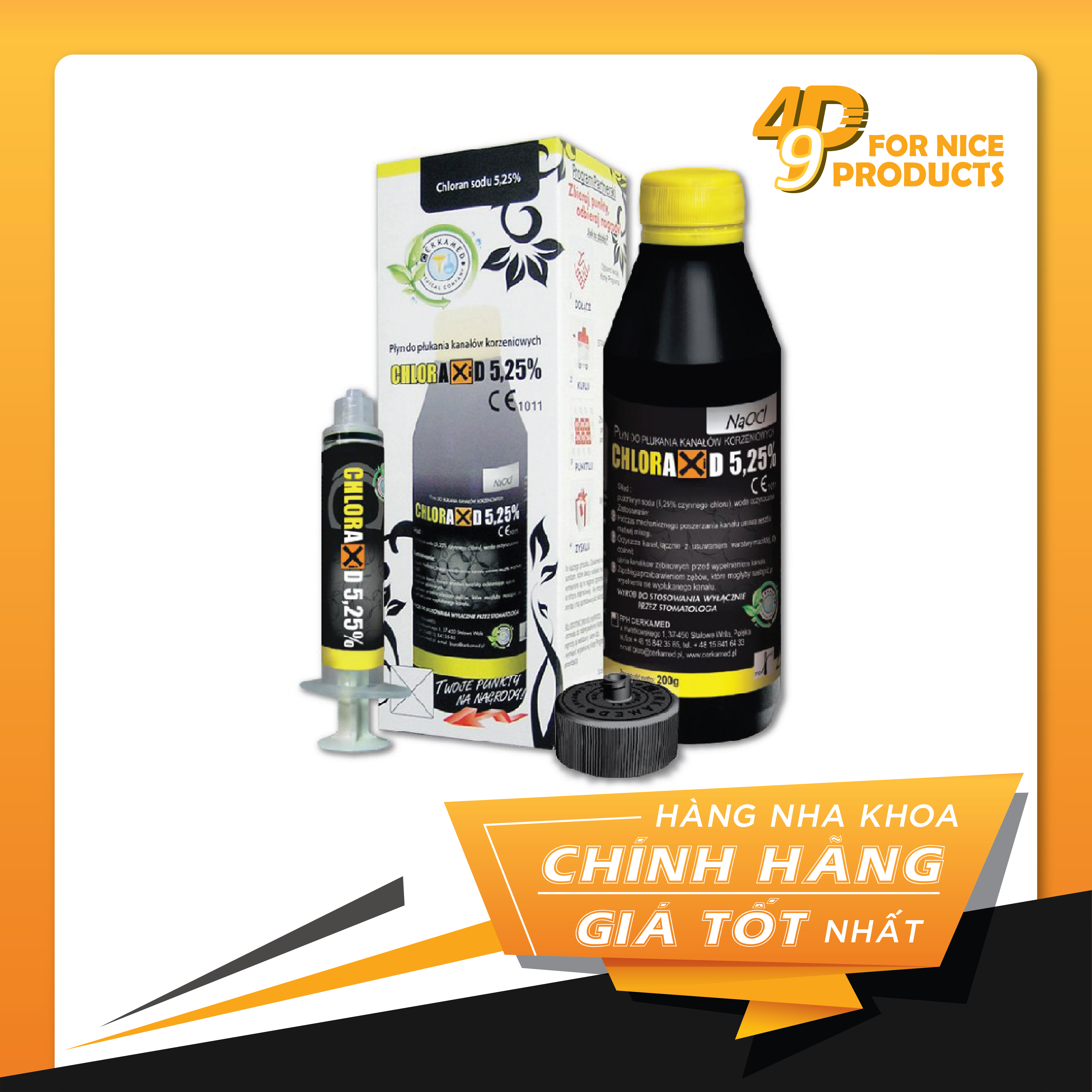 Dung dịch bơm rửa ống tuỷ Cloraxid NaOCl 5% Cerkamed - Ba Lan