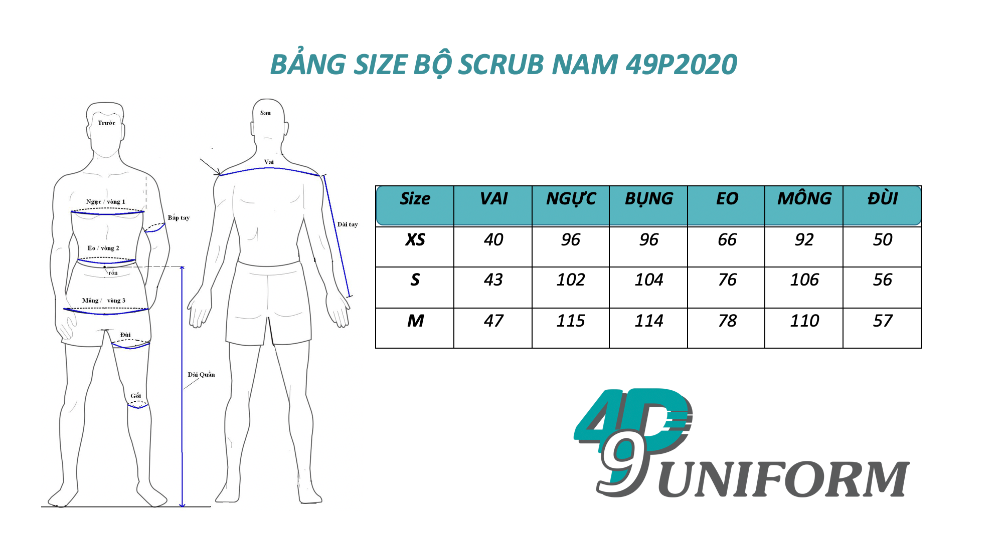 Bộ đồ mổ/scrubs nam 49P2020 - 49P Medical Uniform